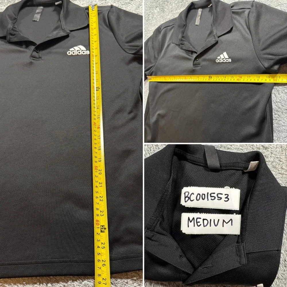 Adidas Mens GL0483 Performance Polo Medium Black Breathable Polyester